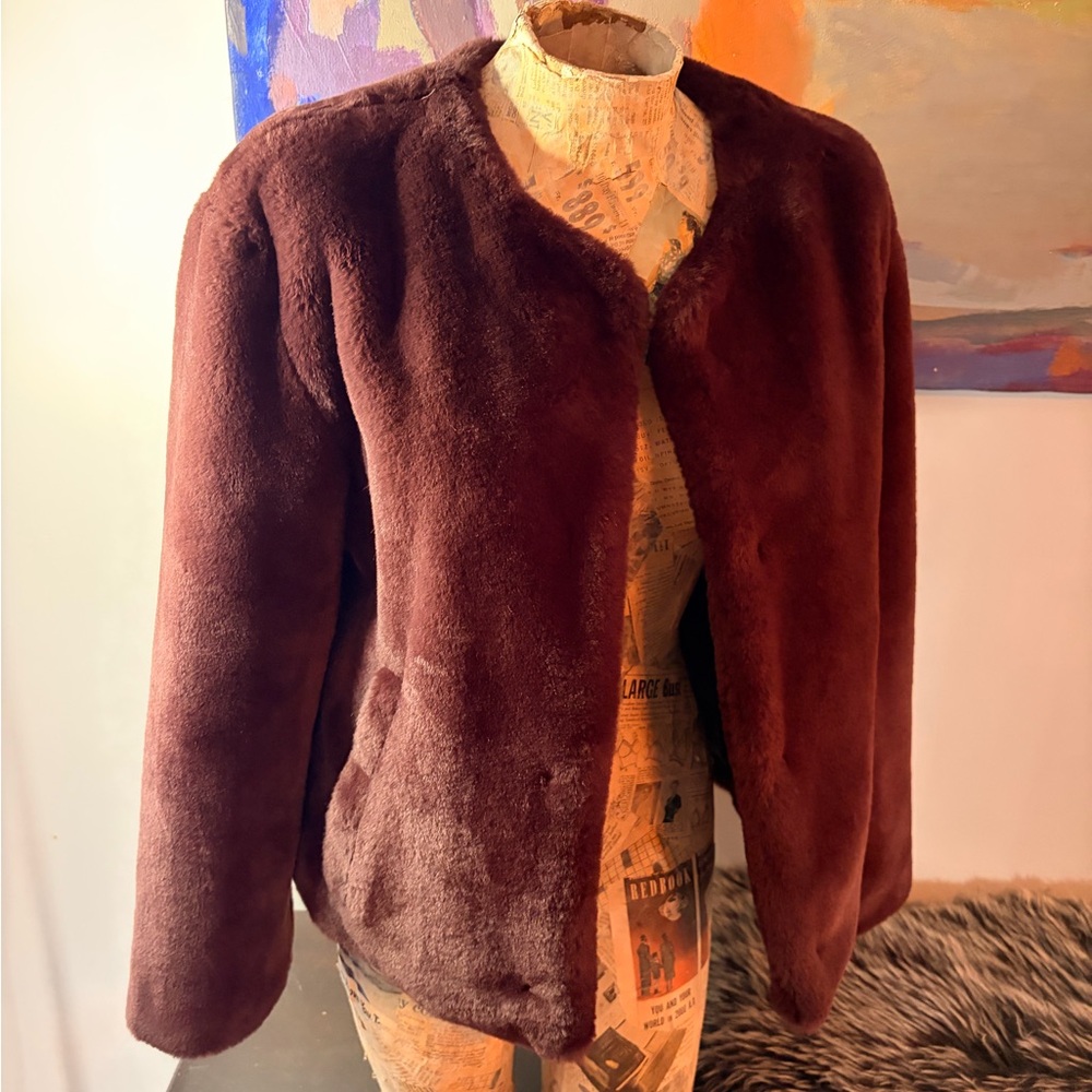 Sanctuary Rich Maroon Teddy Jacket